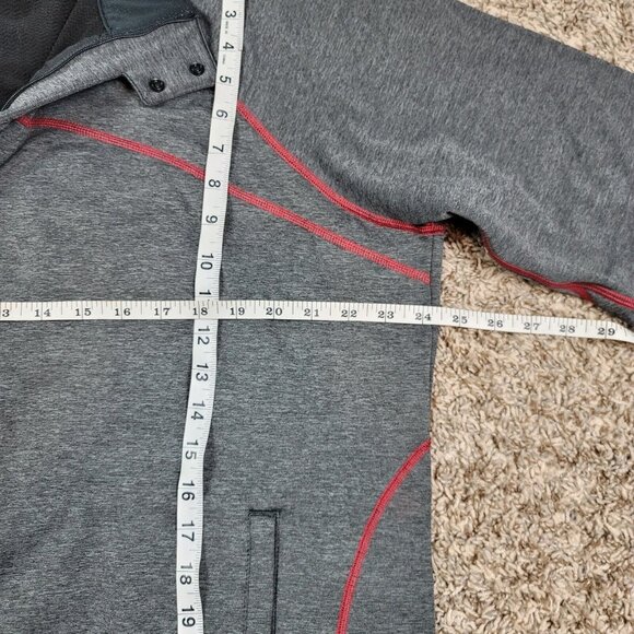 REI Full Zip Jacket Men's Size XL Thumbholes Stretch Sweater Gray/Red Activewear - Picture 4 of 8